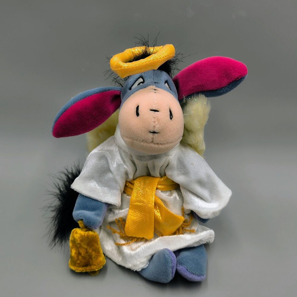 Vtg 2000 Disney Store Choir Angel Eeyore 8" Bean Bag Plush Winnie the Pooh NWOT